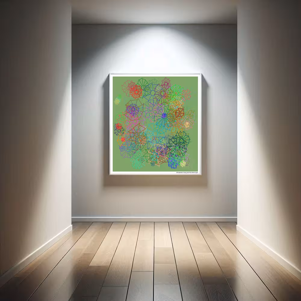 137 shards on navy and the whim's hymn in room setting