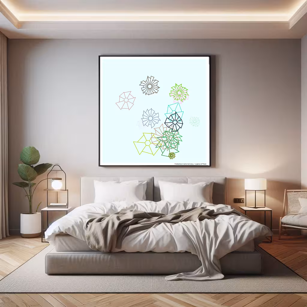 14 shards on nocturnal ivory — a glance of flame in room setting