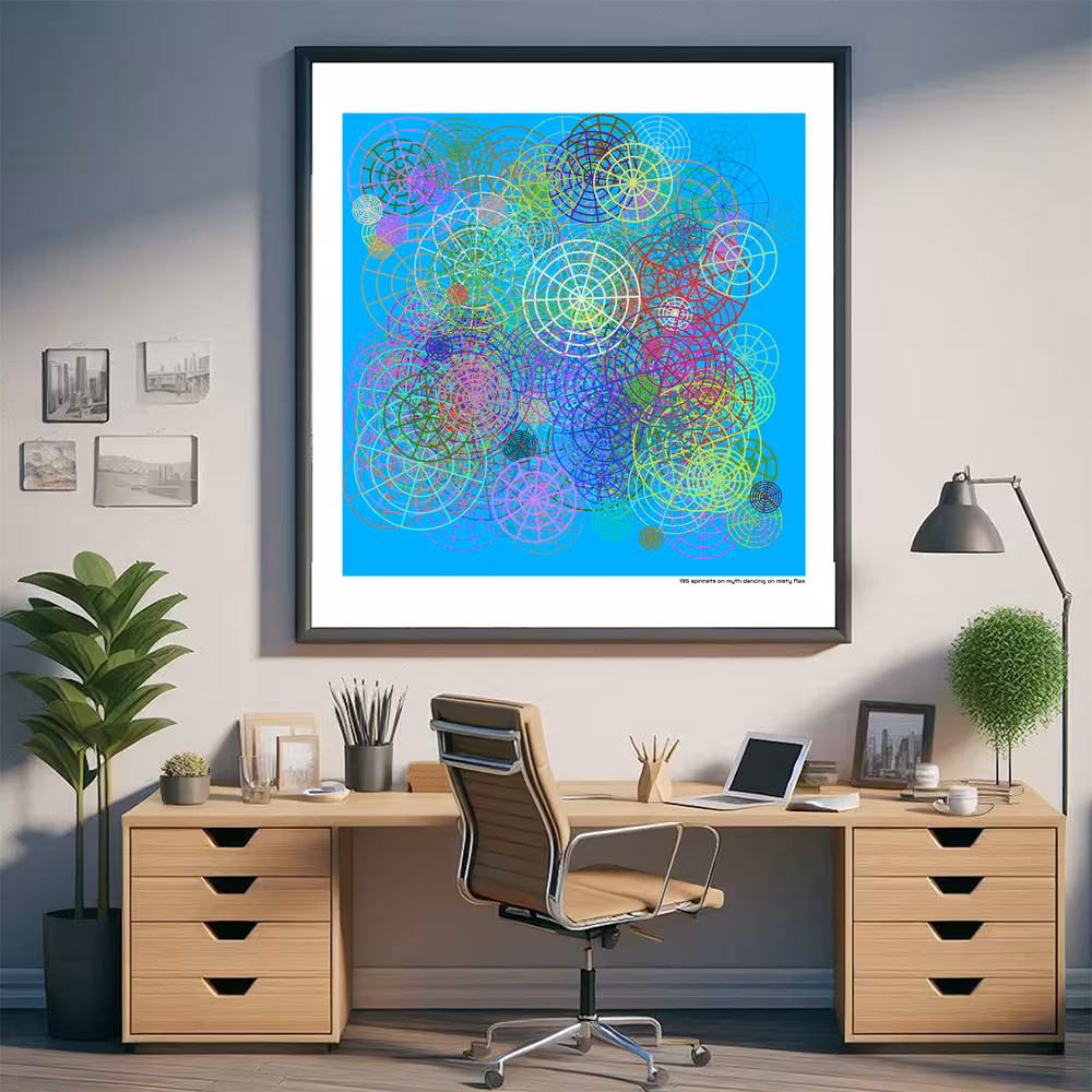 195 spinnets on myth dancing on misty flax in room setting