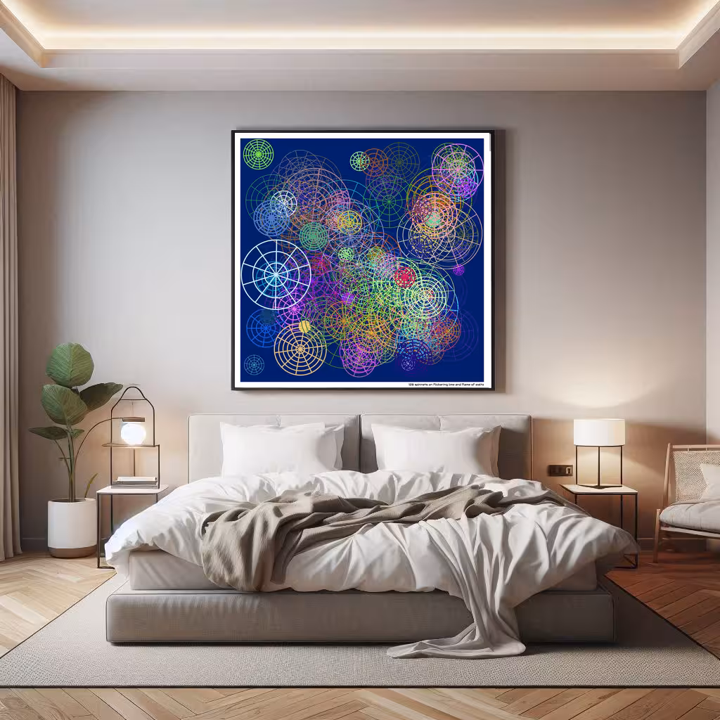 128 spinnets on flickering lime and flame of waltz in room setting