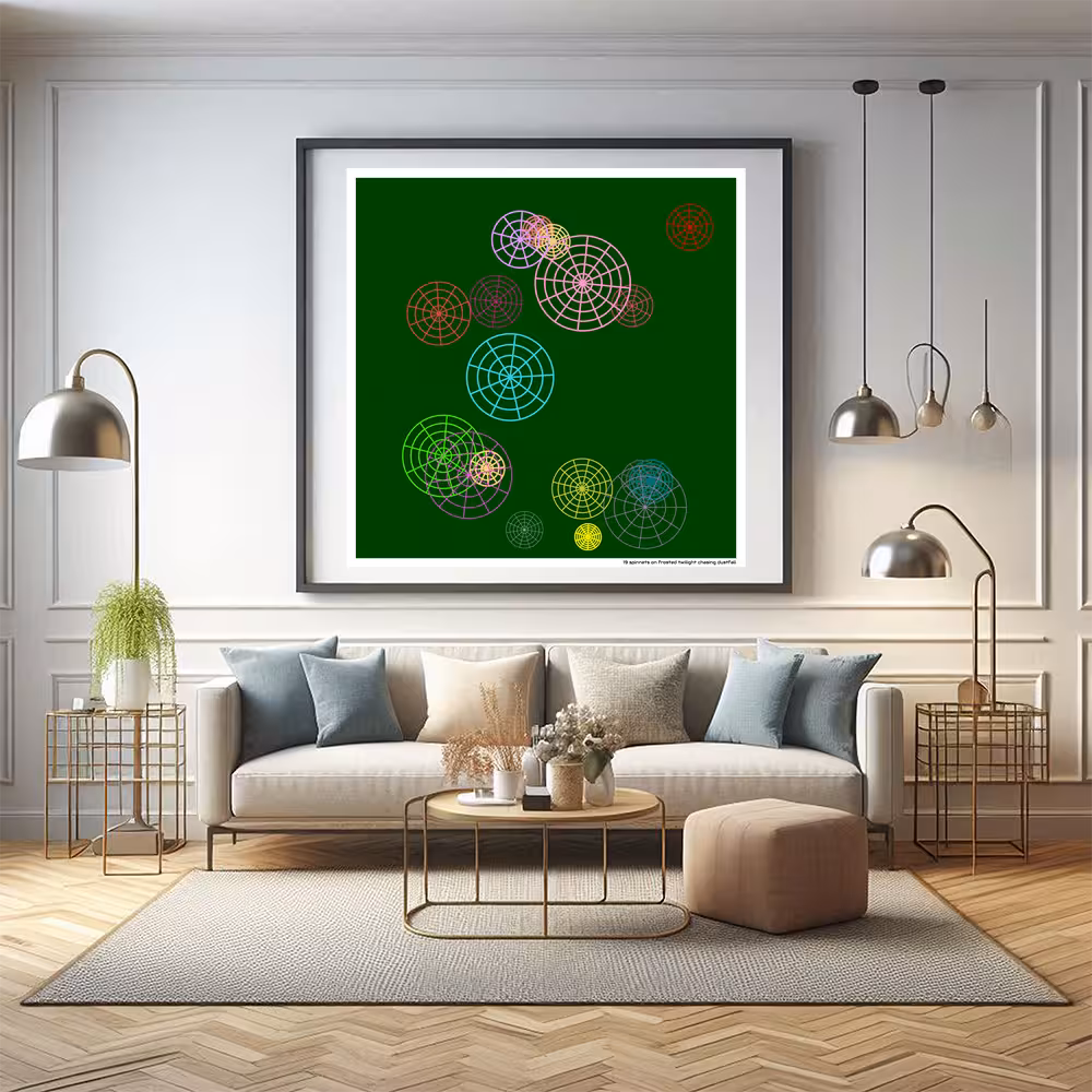 19 spinnets on frosted twilight chasing dustfall in room setting