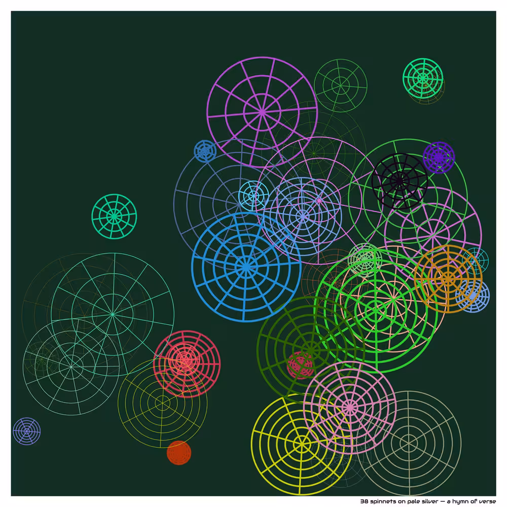 38 spinnets on pale silver — a hymn of verse