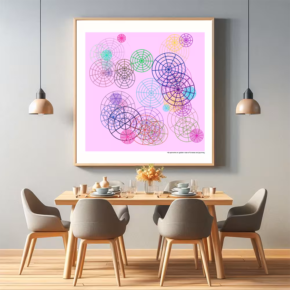 42 spinnets on golden rose of breeze and journey in room setting