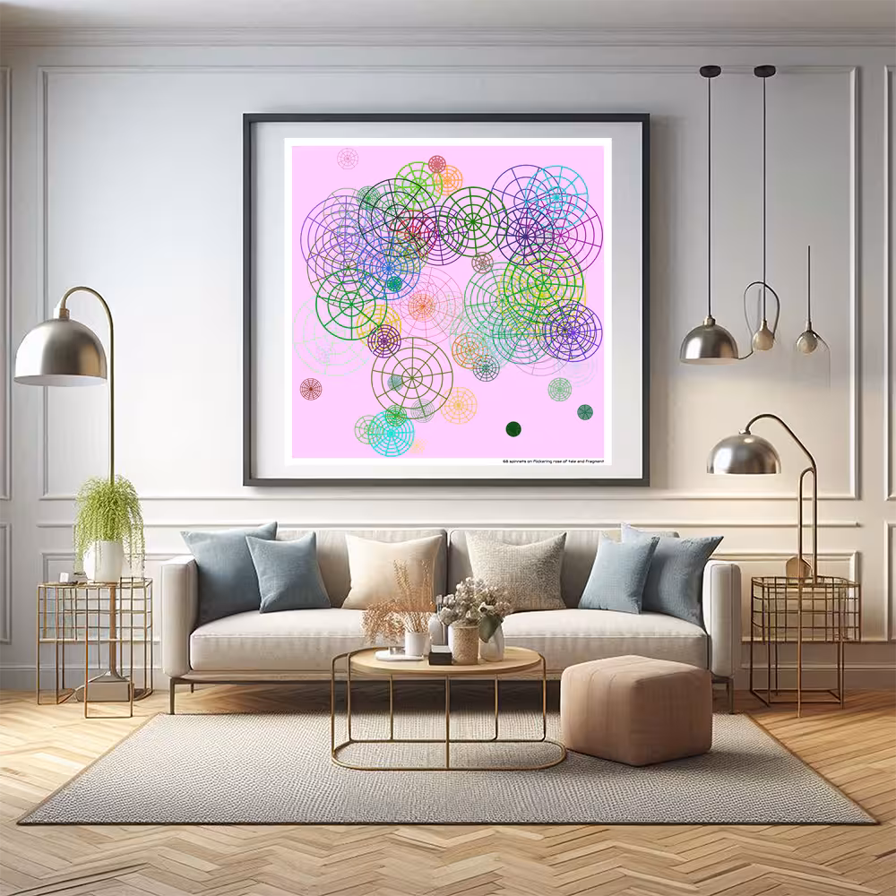 68 spinnets on flickering rose of tale and fragment in room setting