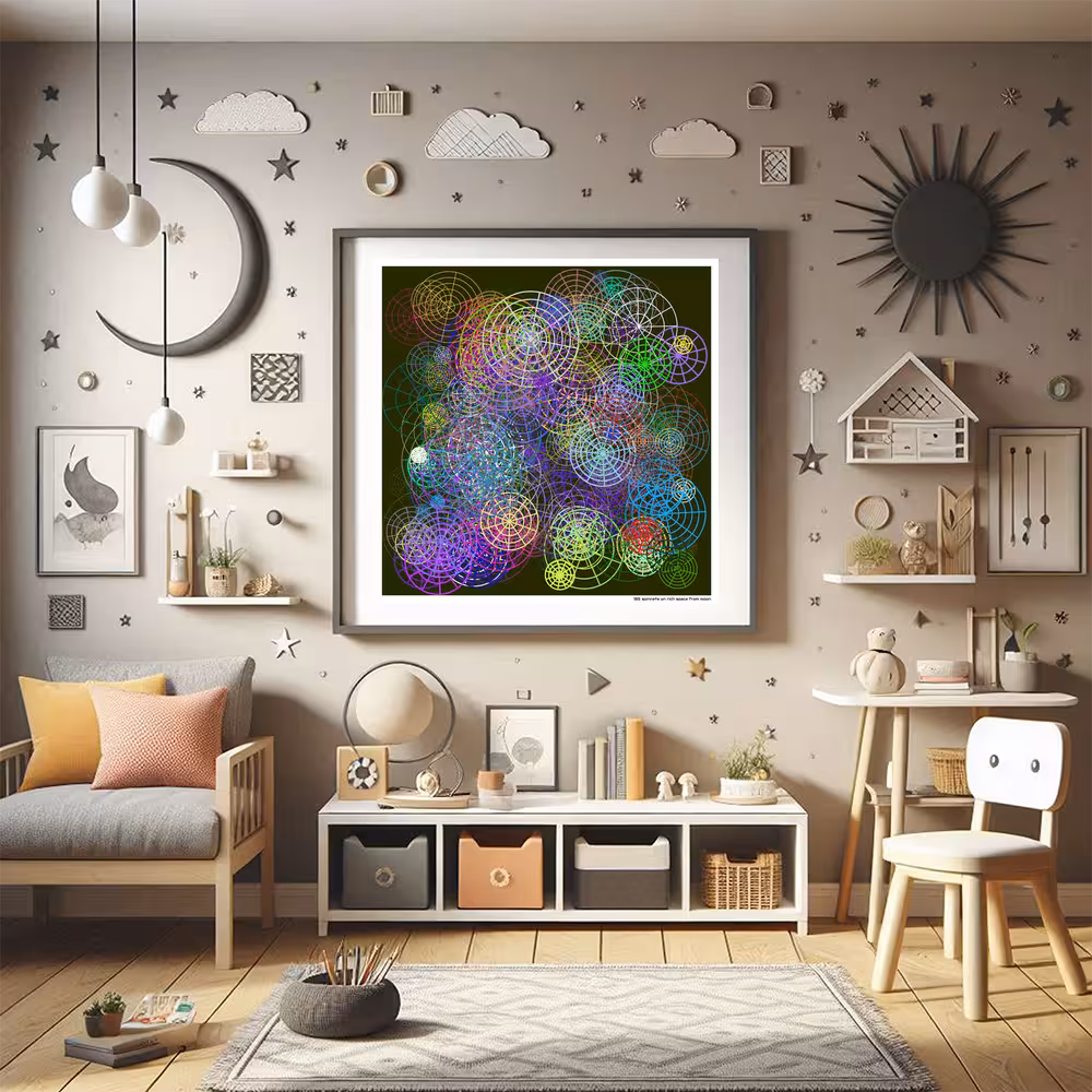 185 spinnets on rich space from moon in room setting