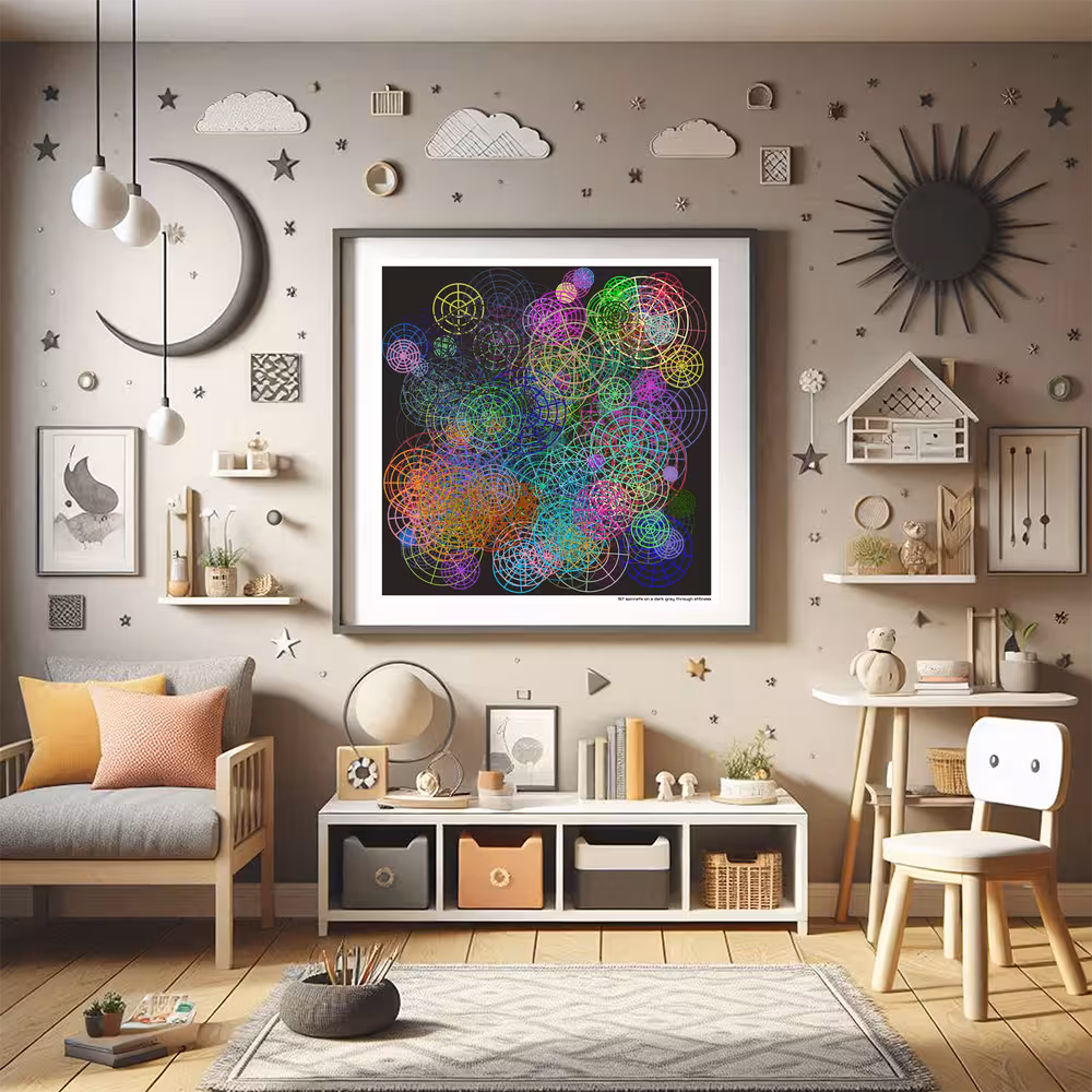 167 spinnets on a dark gray through stillness in room setting