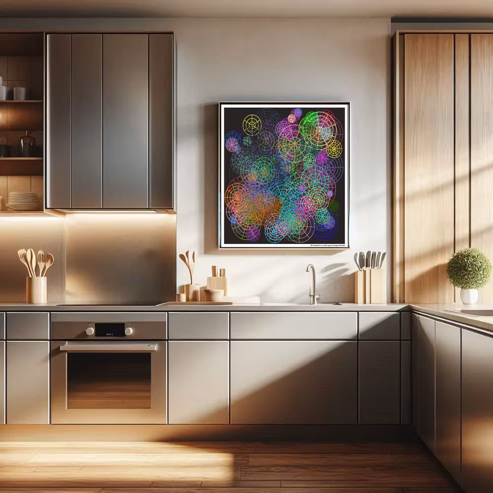 167 spinnets on a dark gray through stillness in room setting