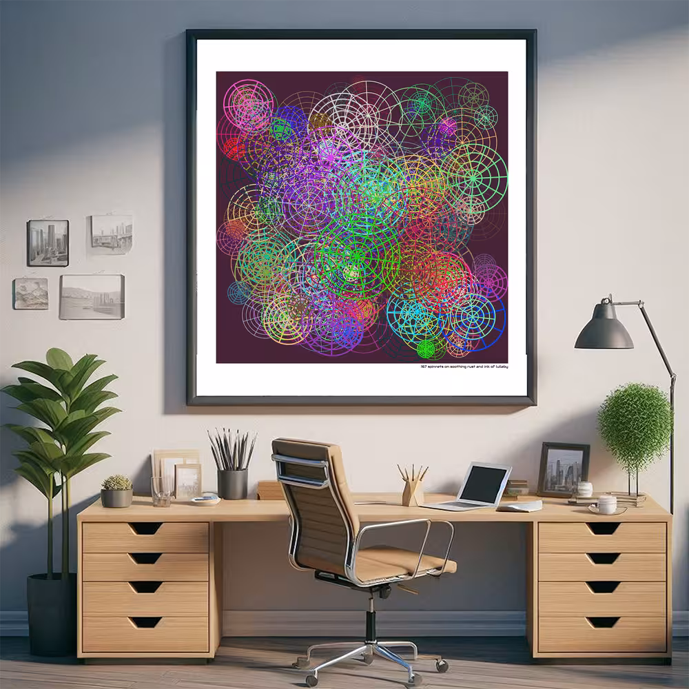 167 spinnets on soothing rust and ink of lullaby in room setting