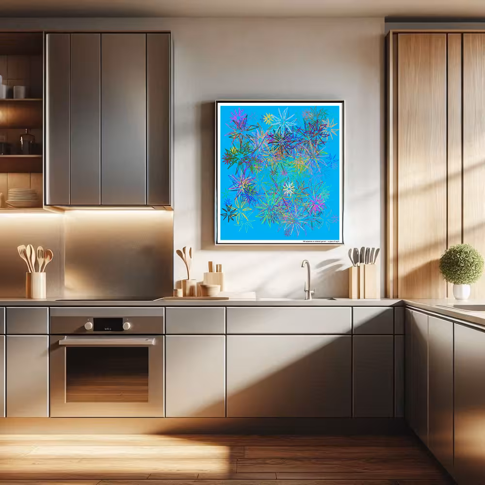 199 splashes on stained garnet — a glow of myth in room setting