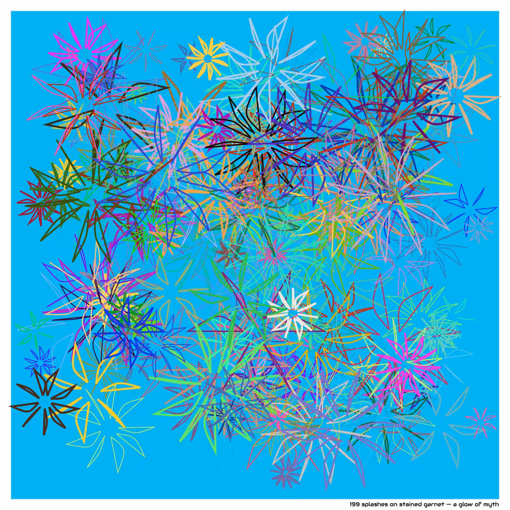 199 splashes on stained garnet — a glow of myth