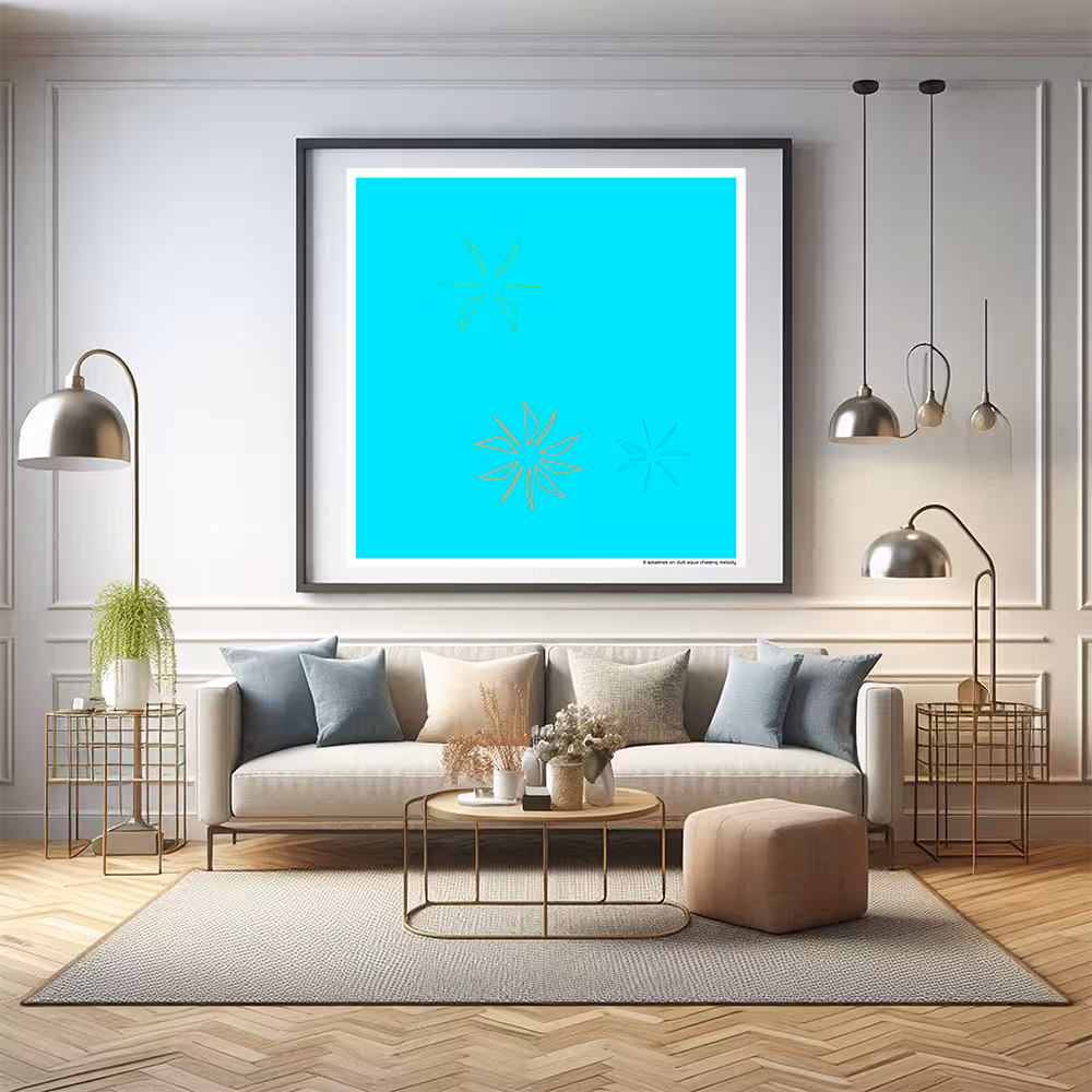 3 splashes on dull aqua chasing melody in room setting