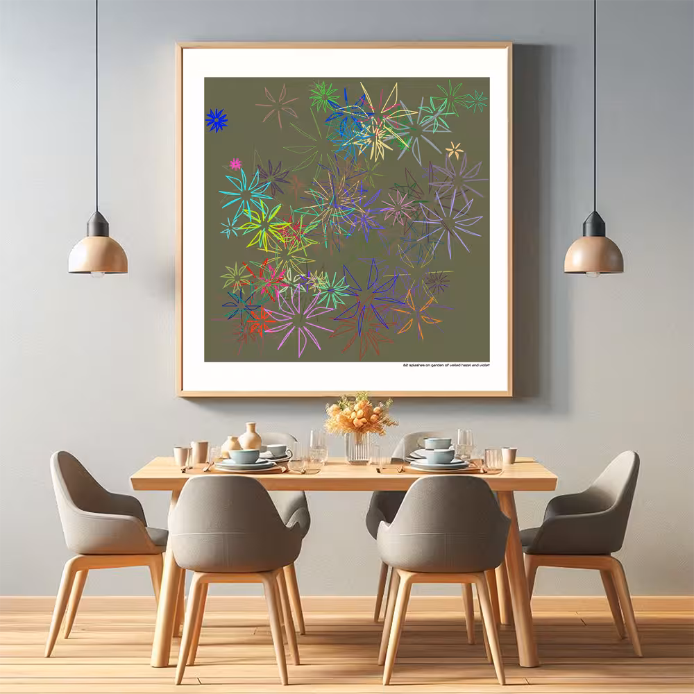 82 splashes on garden of veiled hazel and violet in room setting