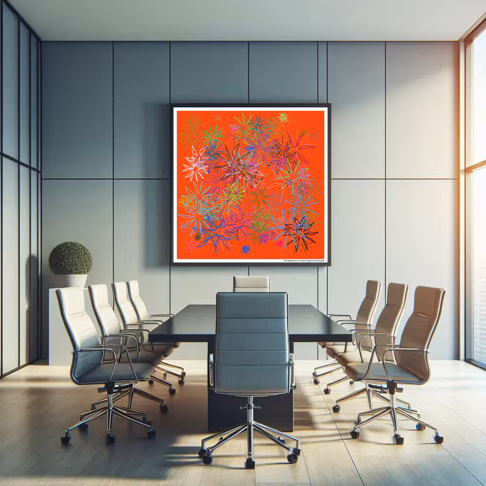 140 splashes on crimson beyond muted jade in room setting