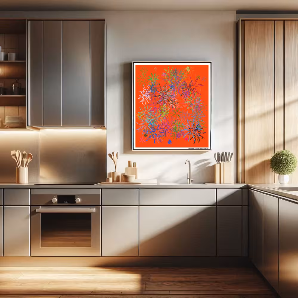 140 splashes on crimson beyond muted jade in room setting