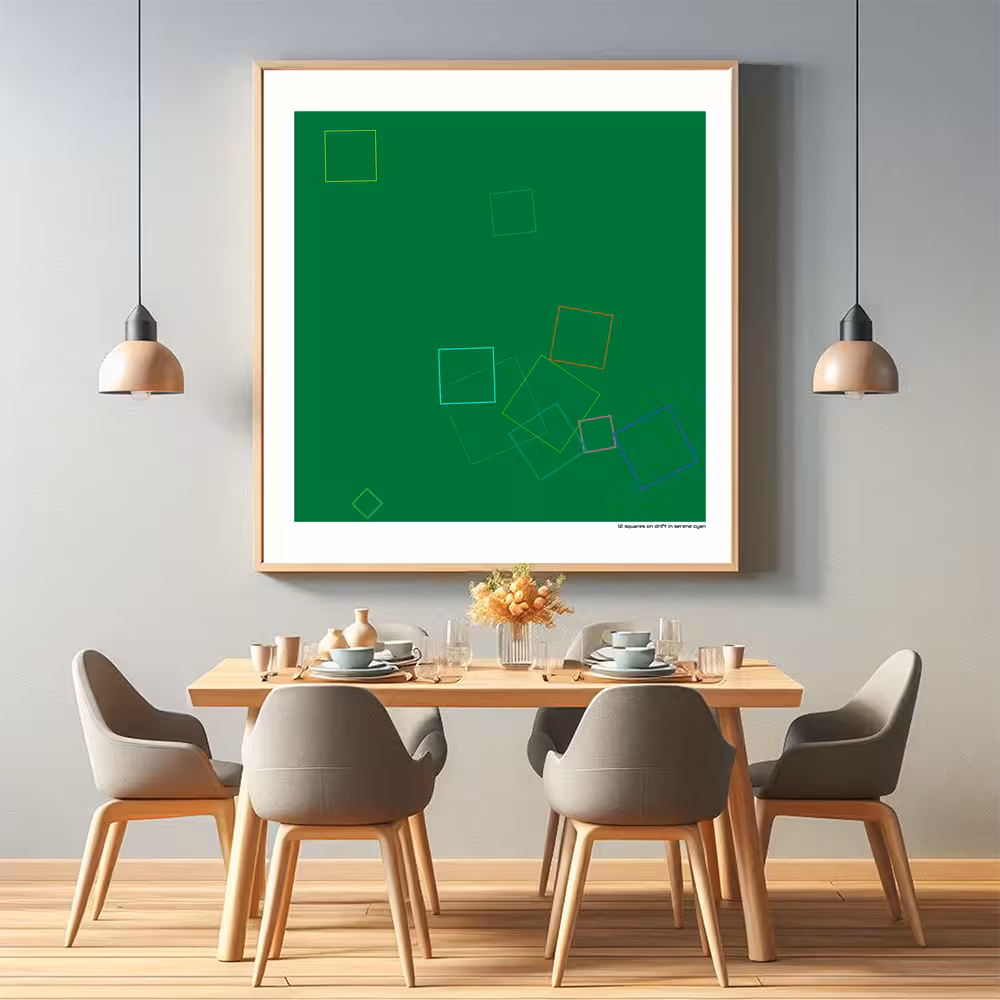 12 squares on drift in serene cyan in room setting