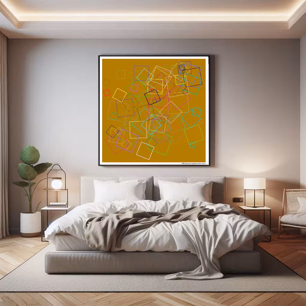 100 squares on glazed mocha return in room setting