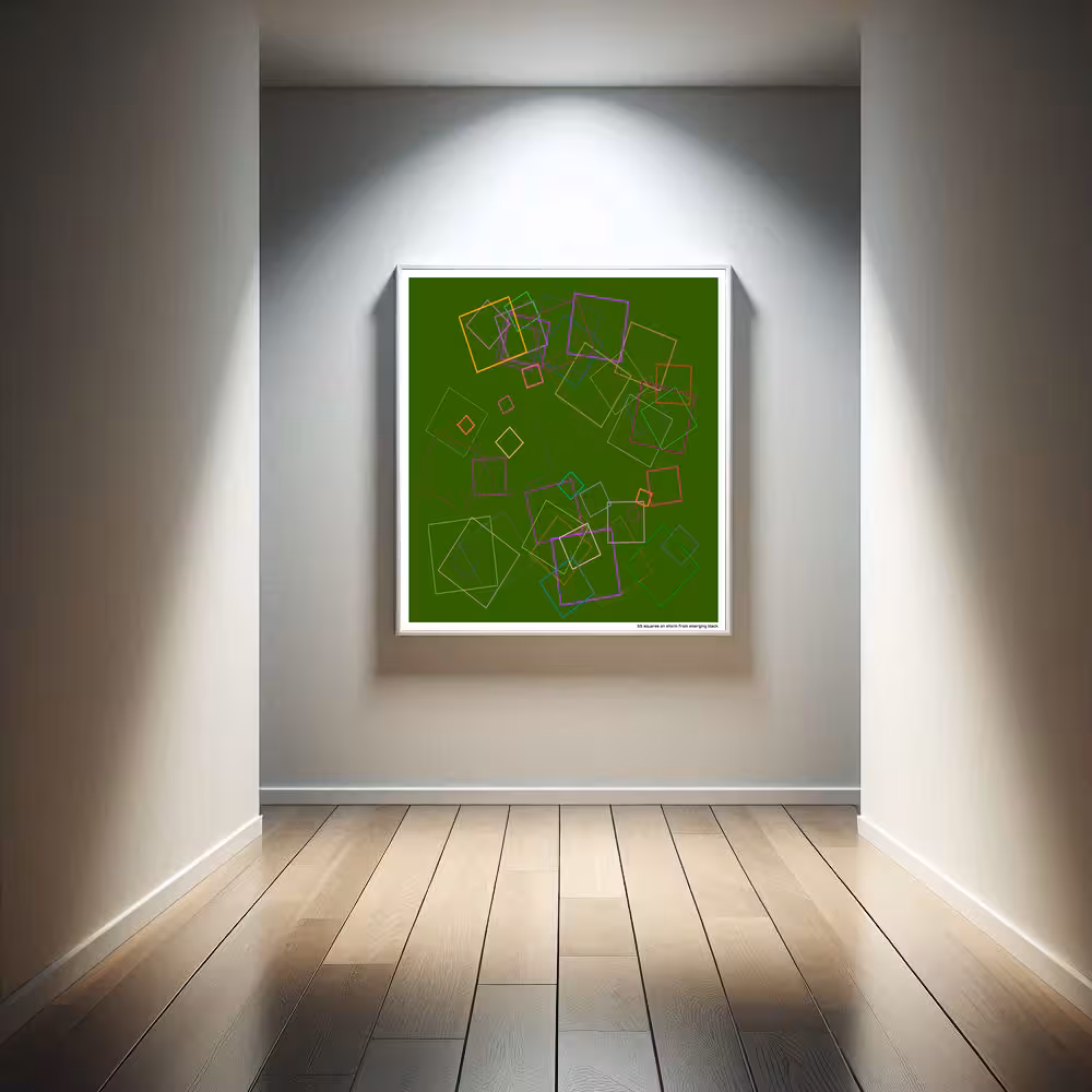 55 squares on storm from emerging black in room setting