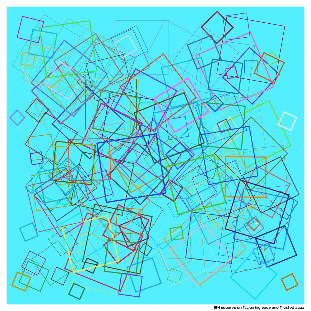 194 squares on flickering aqua and frosted aqua
