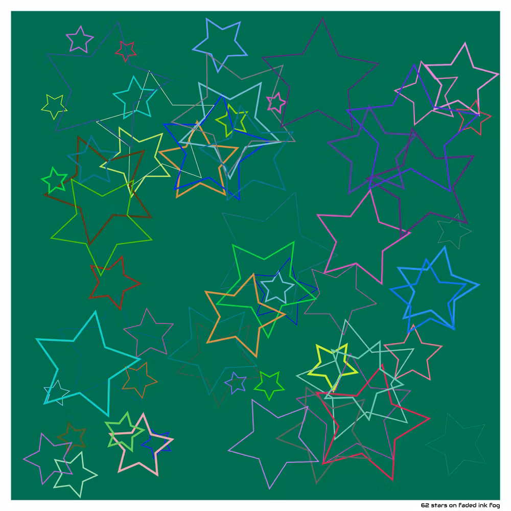 62 stars on faded ink fog