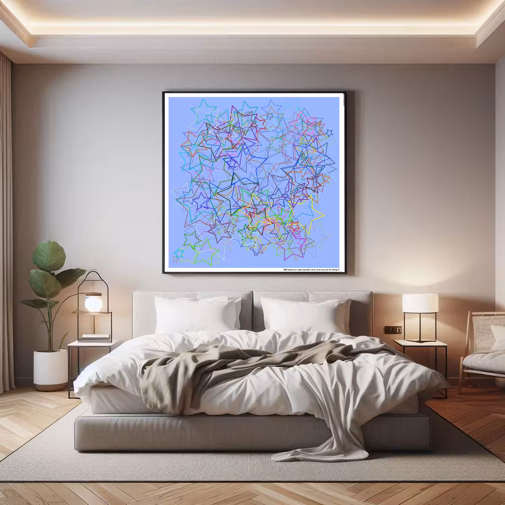 180 stars on pale powder pink and wound of delight in room setting
