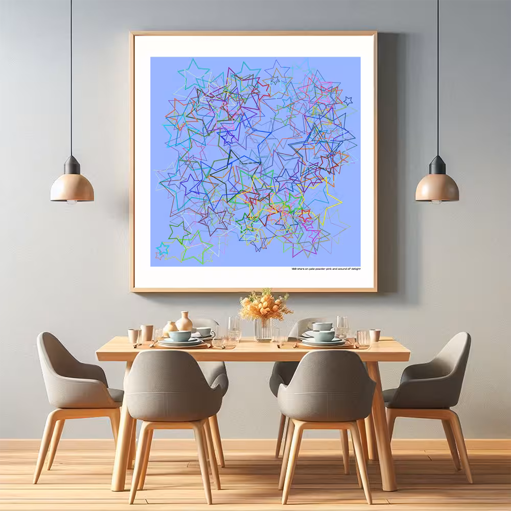 180 stars on pale powder pink and wound of delight in room setting