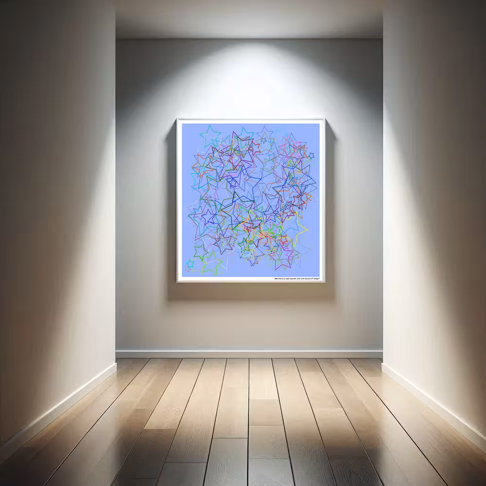 180 stars on pale powder pink and wound of delight in room setting