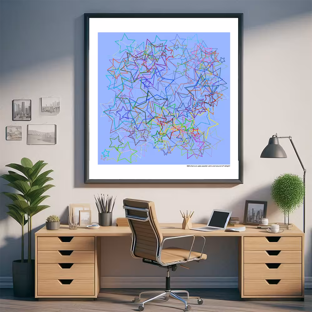 180 stars on pale powder pink and wound of delight in room setting