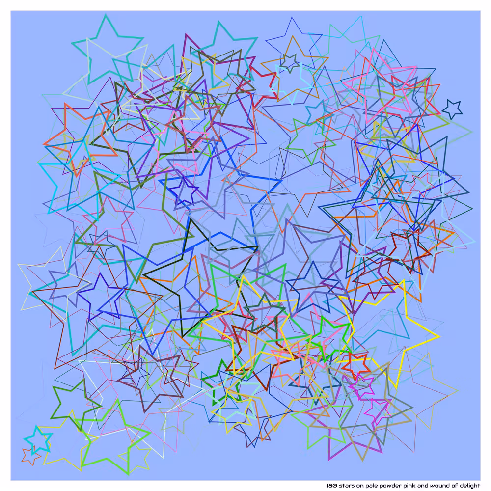 180 stars on pale powder pink and wound of delight