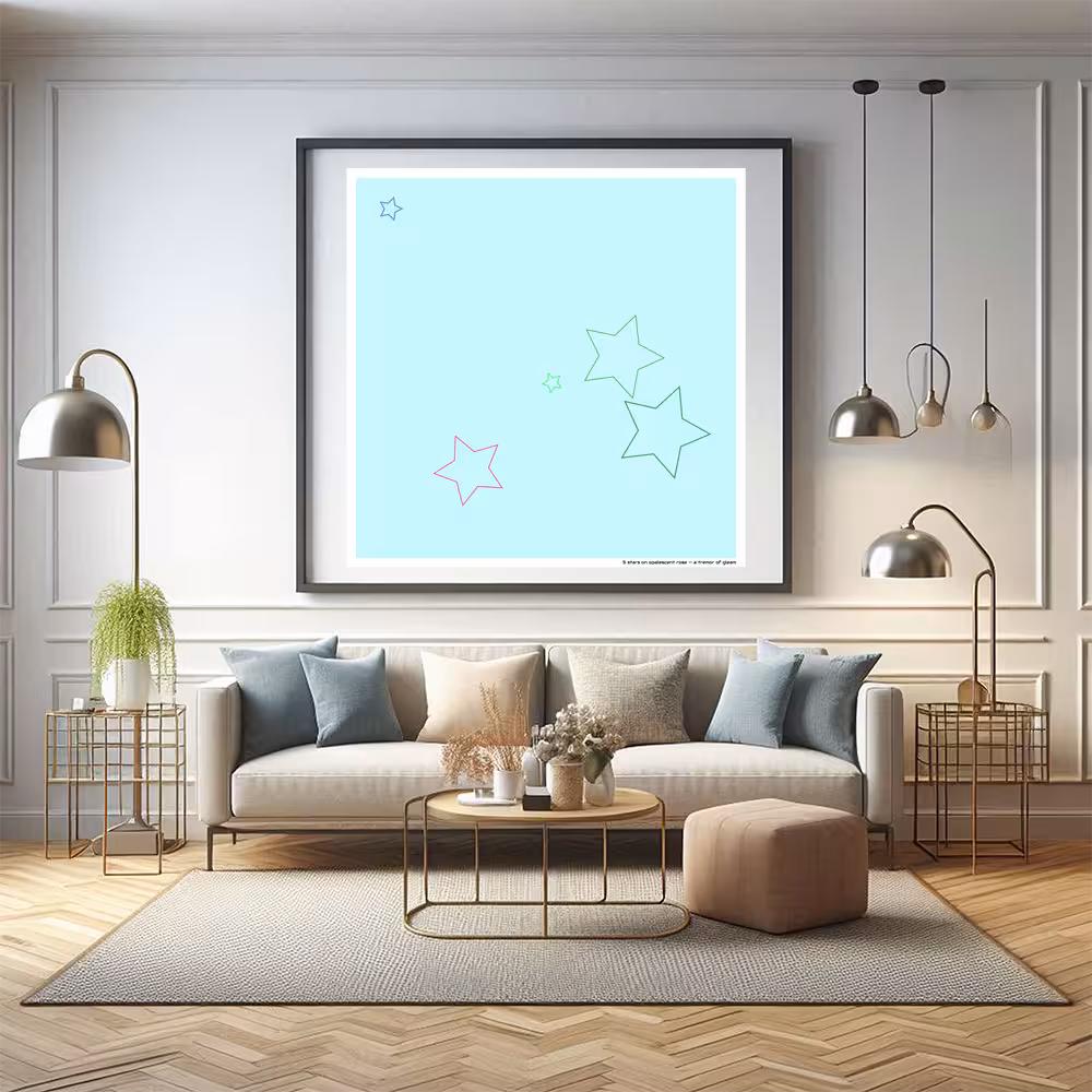 5 stars on opalescent rose — a tremor of gleam in room setting