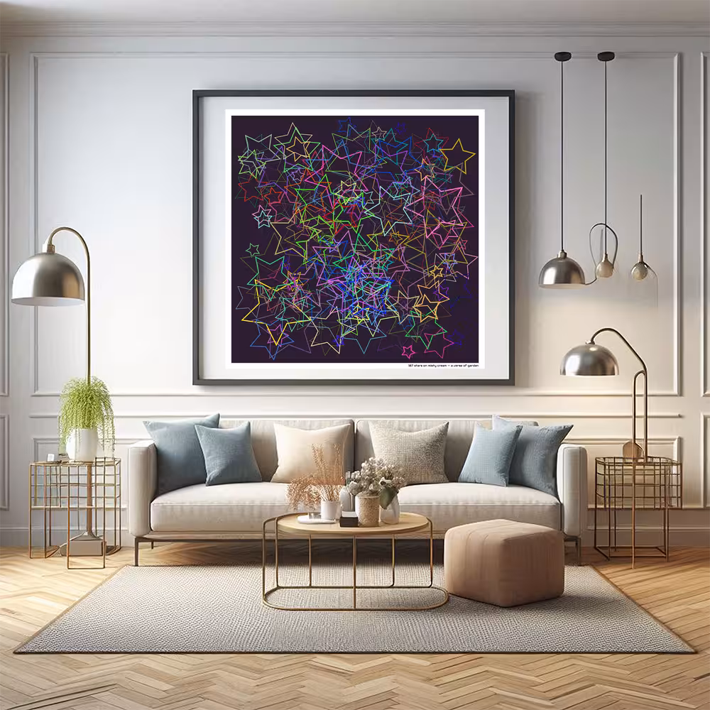 187 stars on misty cream — a verse of garden in room setting