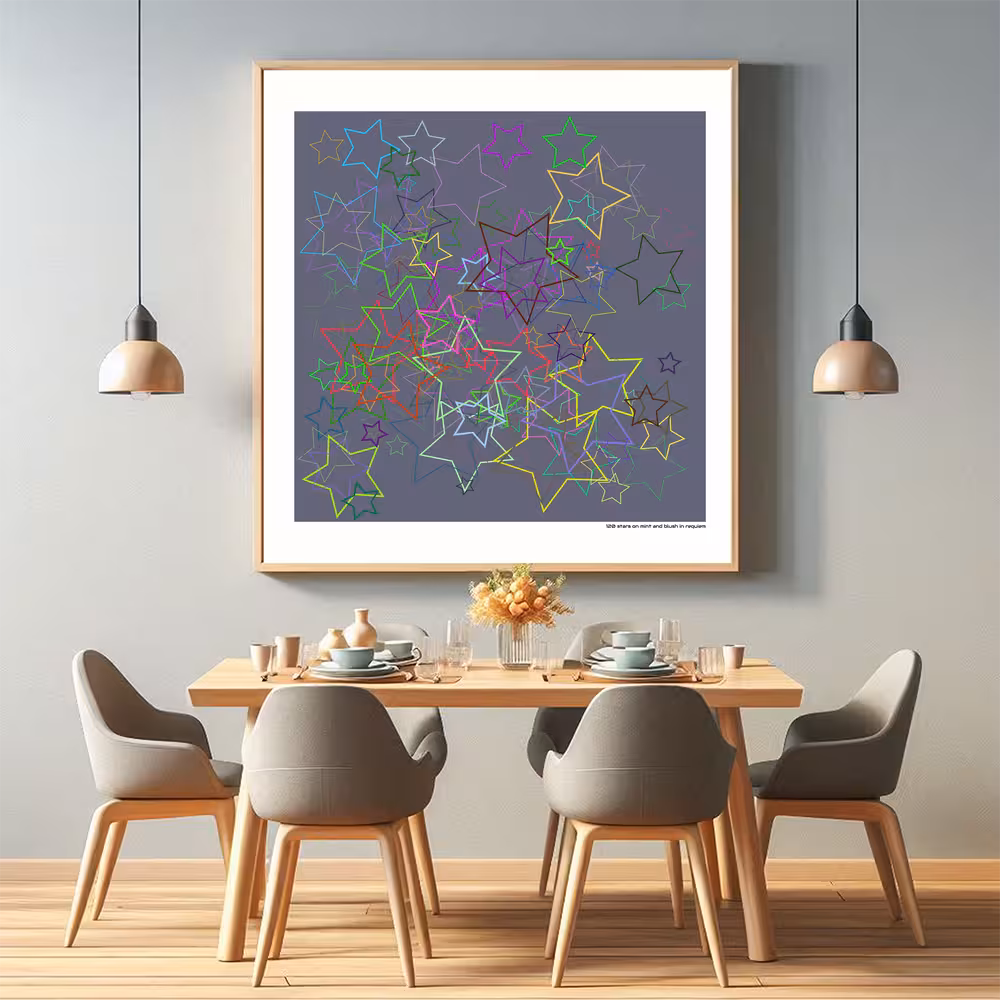 120 stars on mint and blush in requiem in room setting