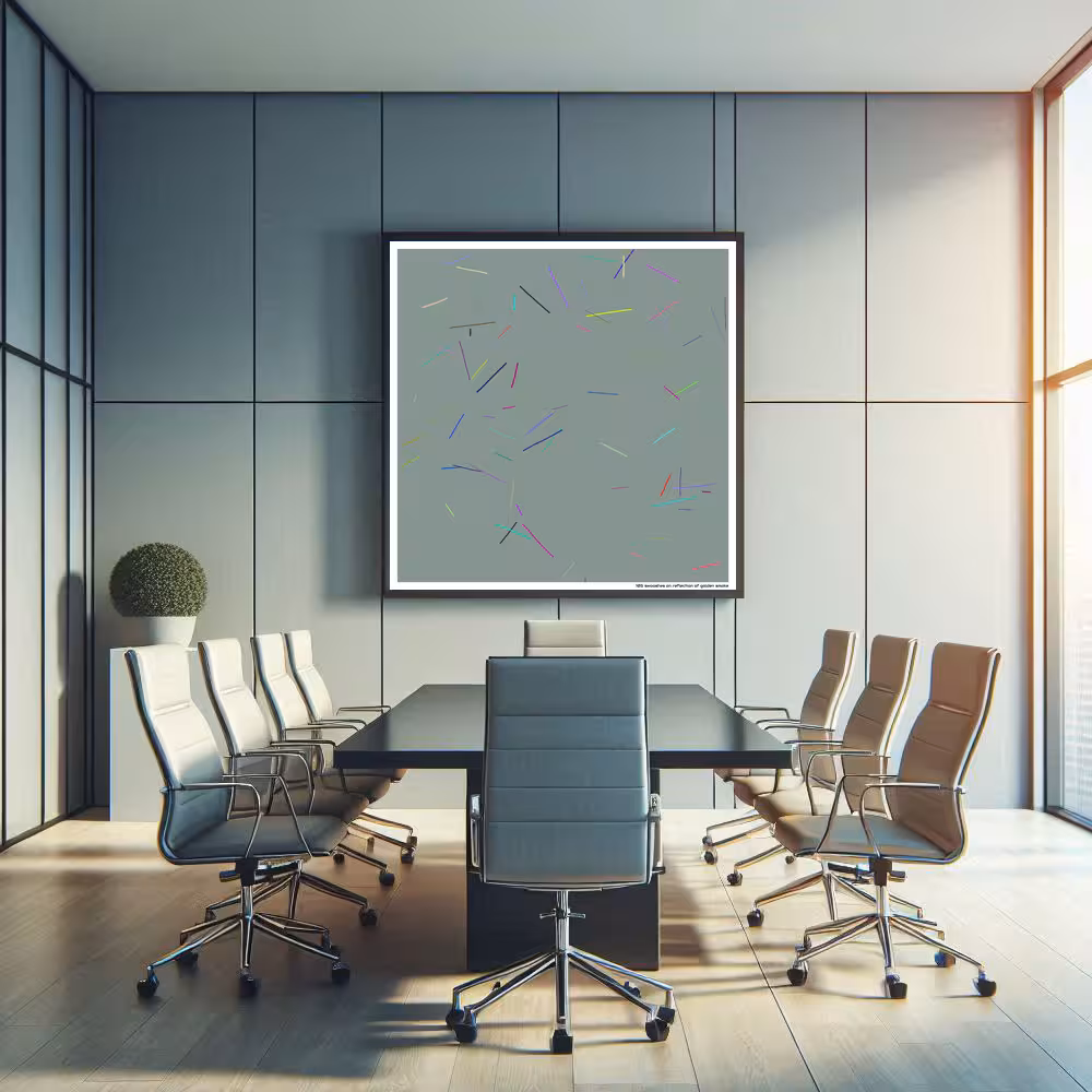 105 swooshes on reflection of golden smoke in room setting