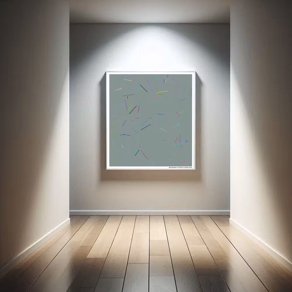 105 swooshes on reflection of golden smoke in room setting