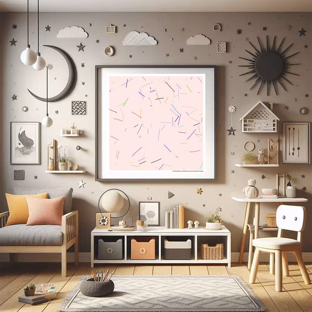 114 swooshes on stained ivory and canvas of sonata in room setting