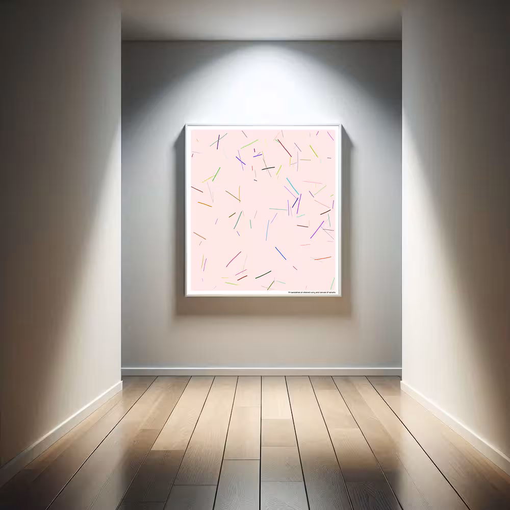 114 swooshes on stained ivory and canvas of sonata in room setting