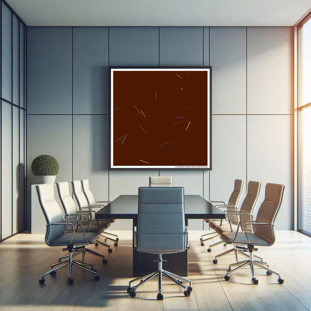 27 swooshes on iridescent peach of riddle and infinity in room setting