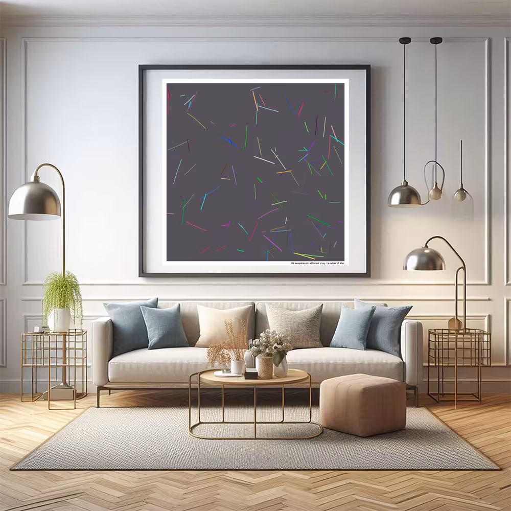 116 swooshes on ethereal gray — a pulse of star in room setting