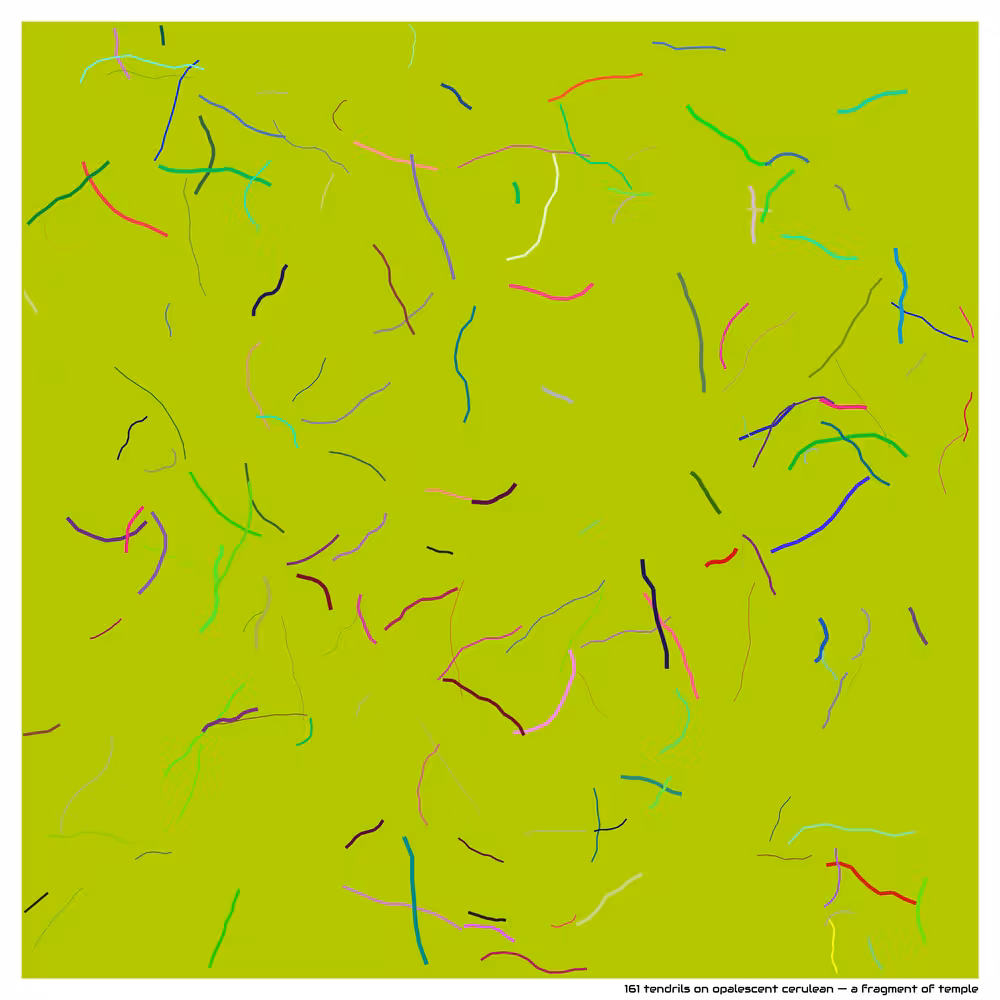 161 tendrils on opalescent cerulean — a fragment of temple