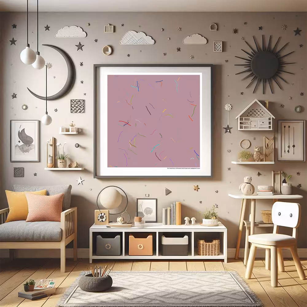 94 tendrils on ethereal chartreuse and opalescent olive in room setting