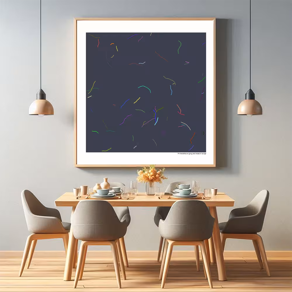 74 tendrils on gray and moss in surge in room setting