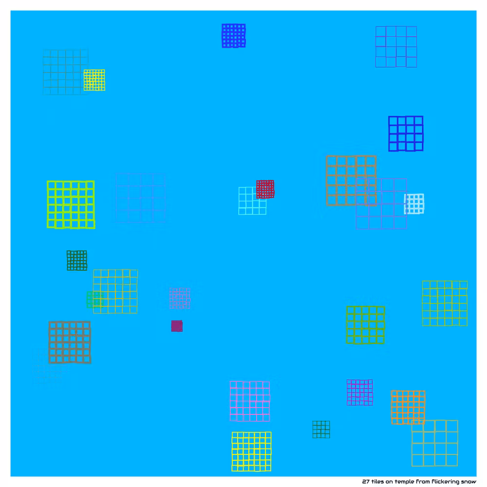 27 tiles on temple from flickering snow