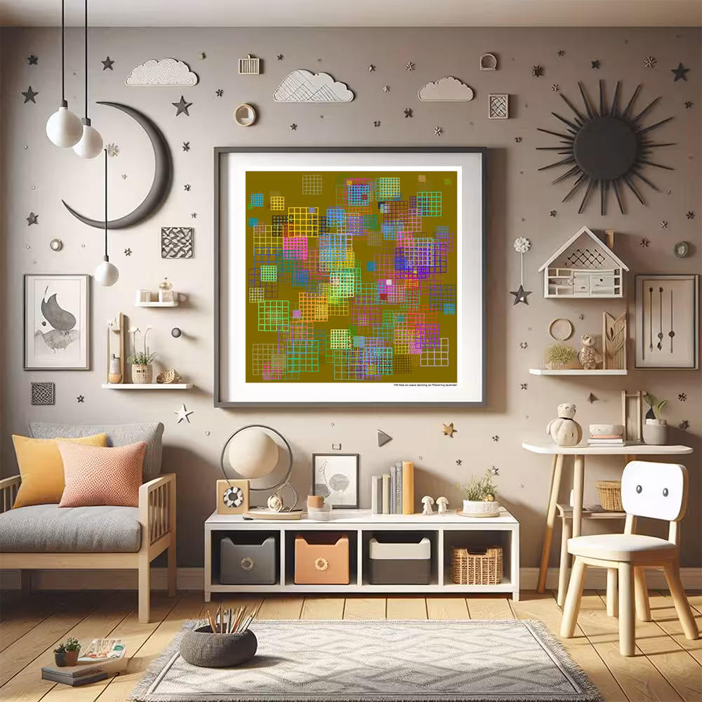 179 tiles on wave dancing on flickering lavender in room setting