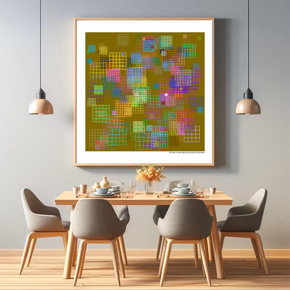 179 tiles on wave dancing on flickering lavender in room setting