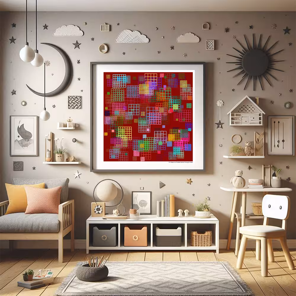 174 tiles on a frosted denim through dream in room setting