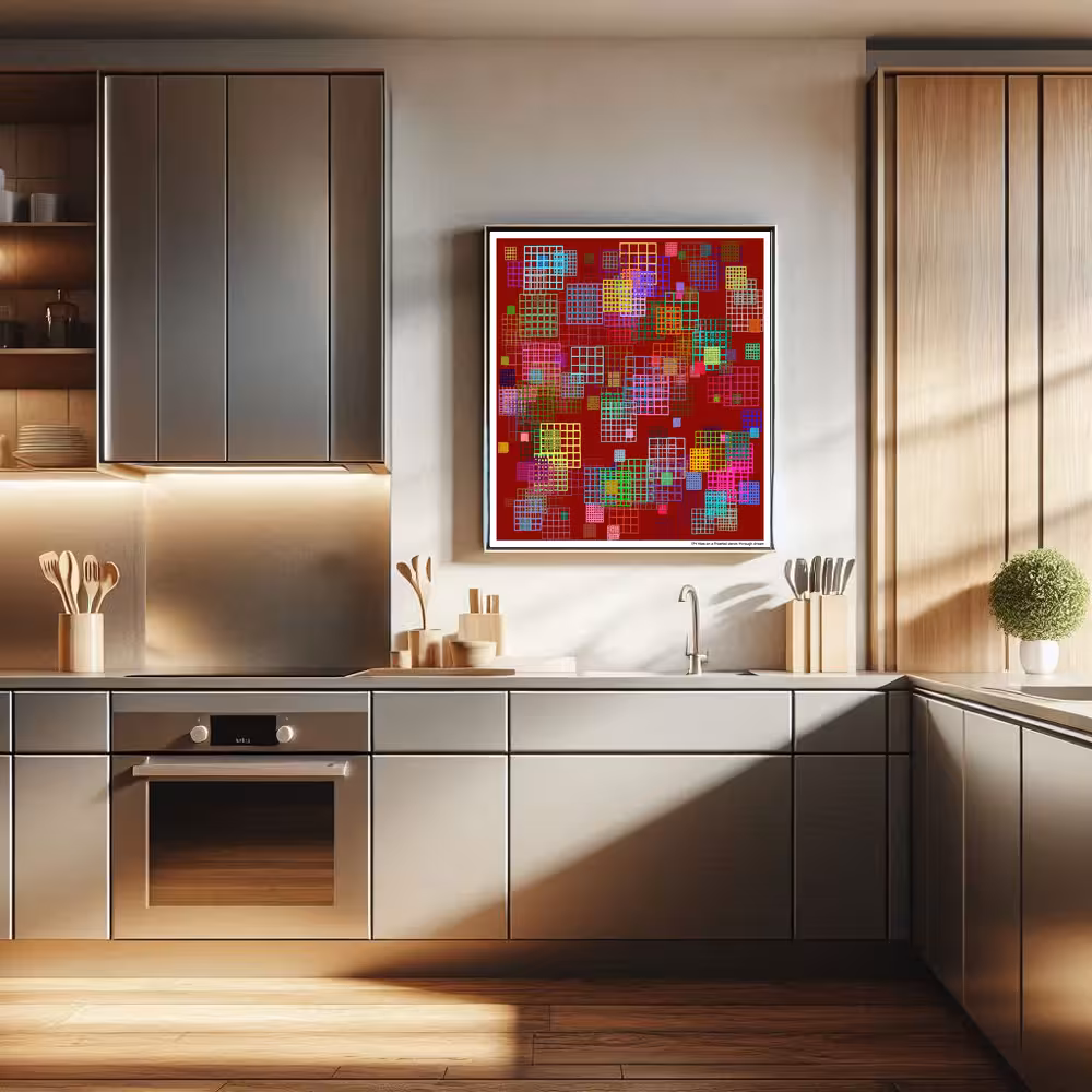 174 tiles on a frosted denim through dream in room setting