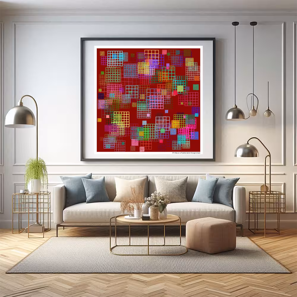 174 tiles on a frosted denim through dream in room setting