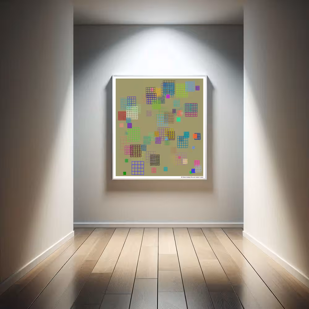 81 tiles on dusky flax and radiant cream in room setting