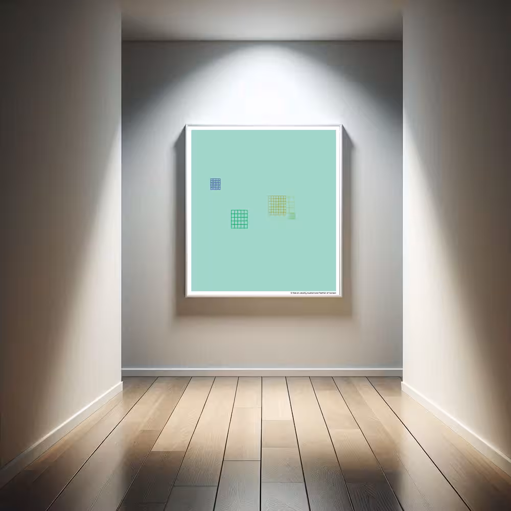 5 tiles on velvety mustard and feather of horizon in room setting