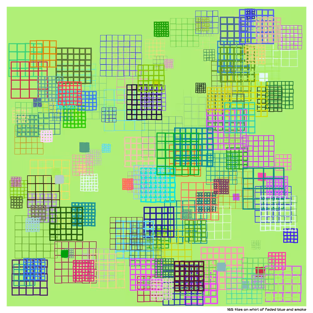 165 tiles on whirl of faded blue and smoke