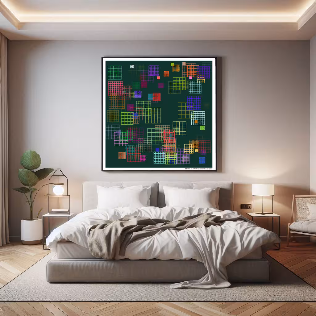 99 tiles on infinite space and vivid space in room setting